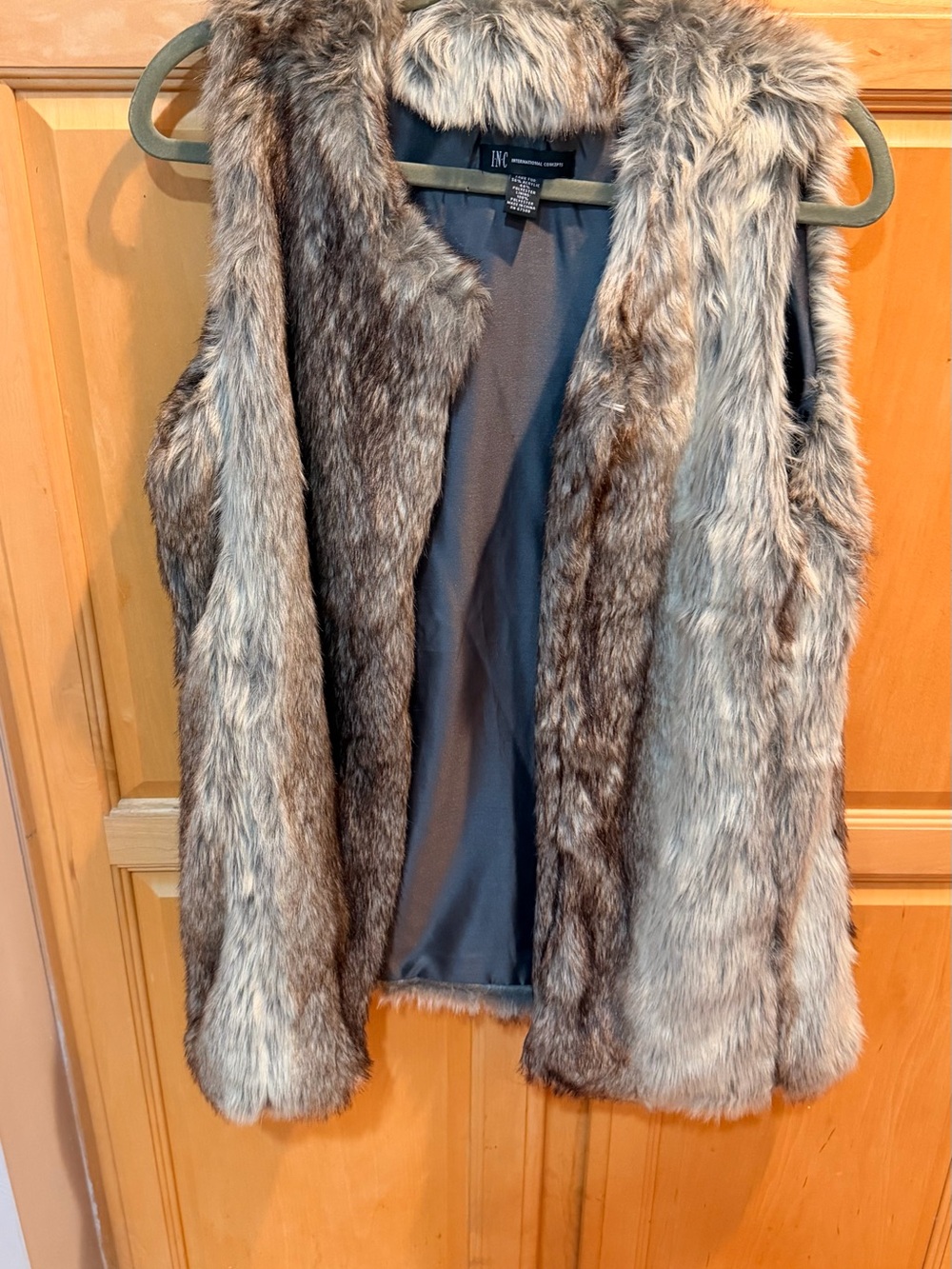 NWOT INC International Concepts Faux Fur Vest in Brown and Gray Tones